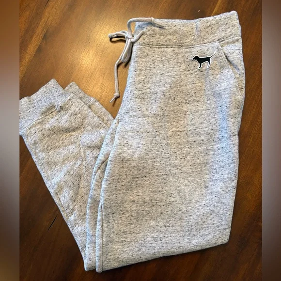 PINK Victoria's Secret Heathered Gray Joggers Large - Picture 2 of 5